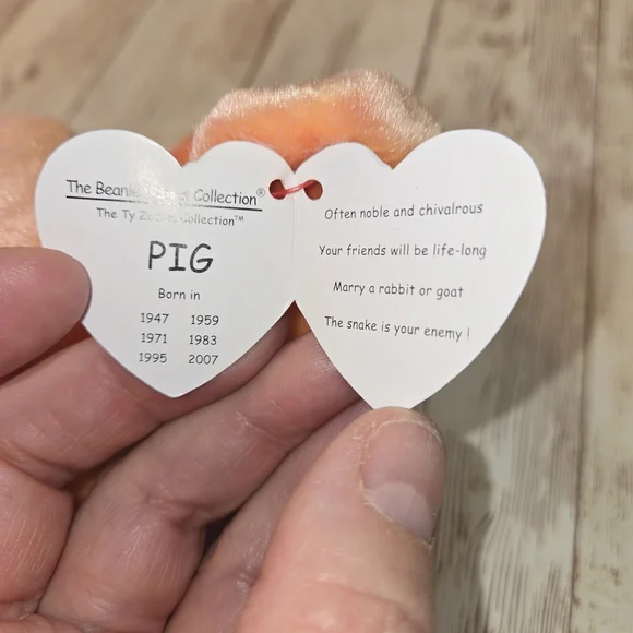 Ty Zodiac Pig Plush Toy - Orange with Gold and Pink - Picture 9 of 12